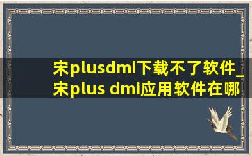 宋plusdmi下载不了软件_宋plus dmi应用软件在哪里下载